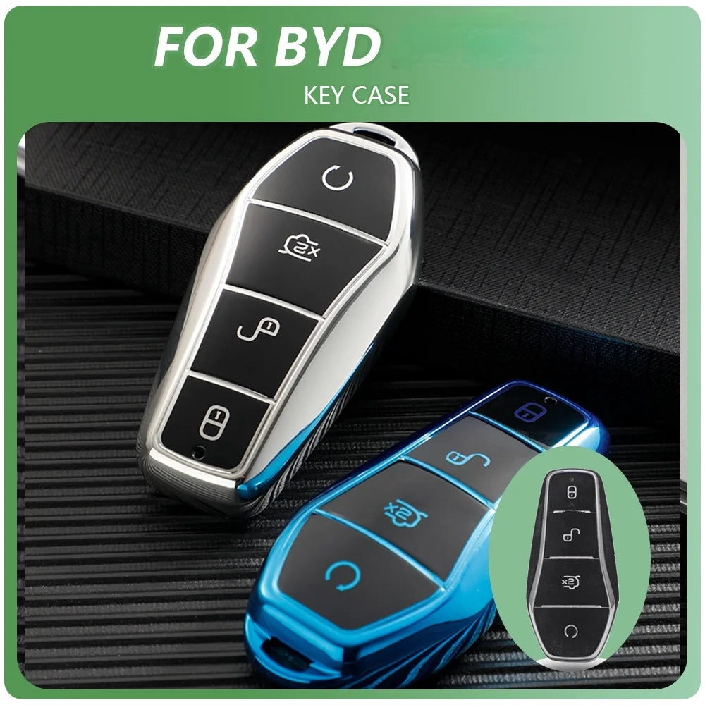 Étui de protection pour clé de voiture TPU pour BYD Atto 3 EV Plus Qin Plus DM-i Han EV Dolphin Télécommande de clé de voiture Accessoires de protection