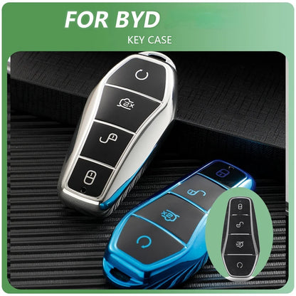 Étui de protection pour clé de voiture TPU pour BYD Atto 3 EV Plus Qin Plus DM-i Han EV Dolphin Télécommande de clé de voiture Accessoires de protection