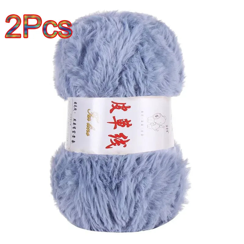 Fil de laine de vison au Crochet, 2 pièces, fil de fausse fourrure, cachemire, tricot à la main, fil de pull, vêtements, écharpe, fil de vison moelleux