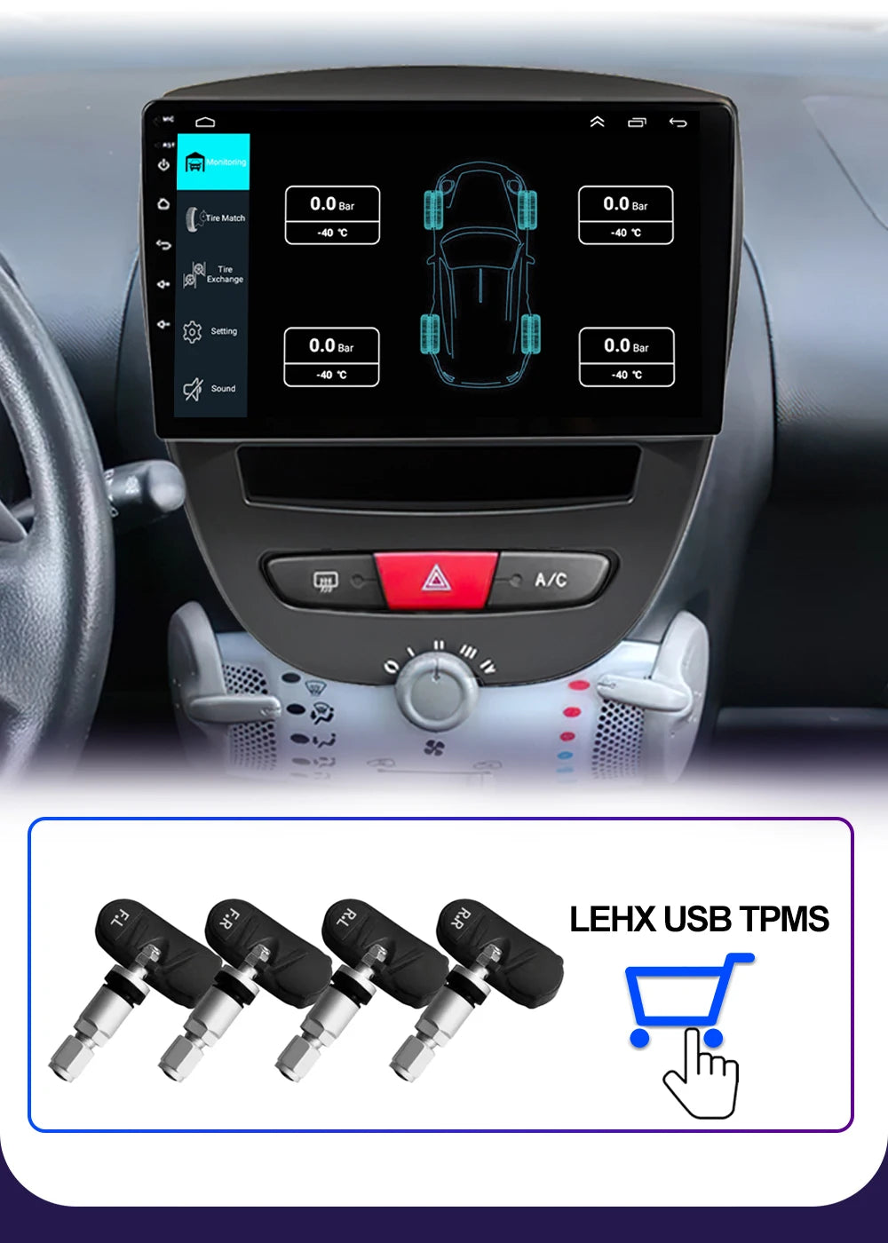 LEHX-Autoradio L6 Pro, Android 14, 2 Din, Stéréo, CarPlay, Limitation de Courant, GPS, pour Voiture KIT 107, Toyota Aygo, Cristaux en C1 (2005-2014)