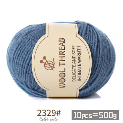 500g 290 Fil de laine d'alpaga peigné moyennement grossier, kit de matériel de tricot fait à la main chaud et à la mode pour l'automne et l'hiver, plusieurs couleurs de boules de fil pour fabriquer des pulls, des foulards