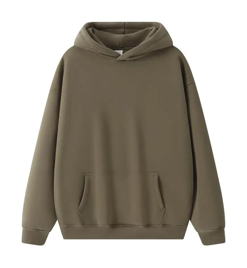 Bricolage LOGO personnalisé Image 17 + couleurs 400GSM chaud hommes surdimensionné goutte épaule sweats à capuche couleur unie mâle hiver avec sweat à capuche en polaire