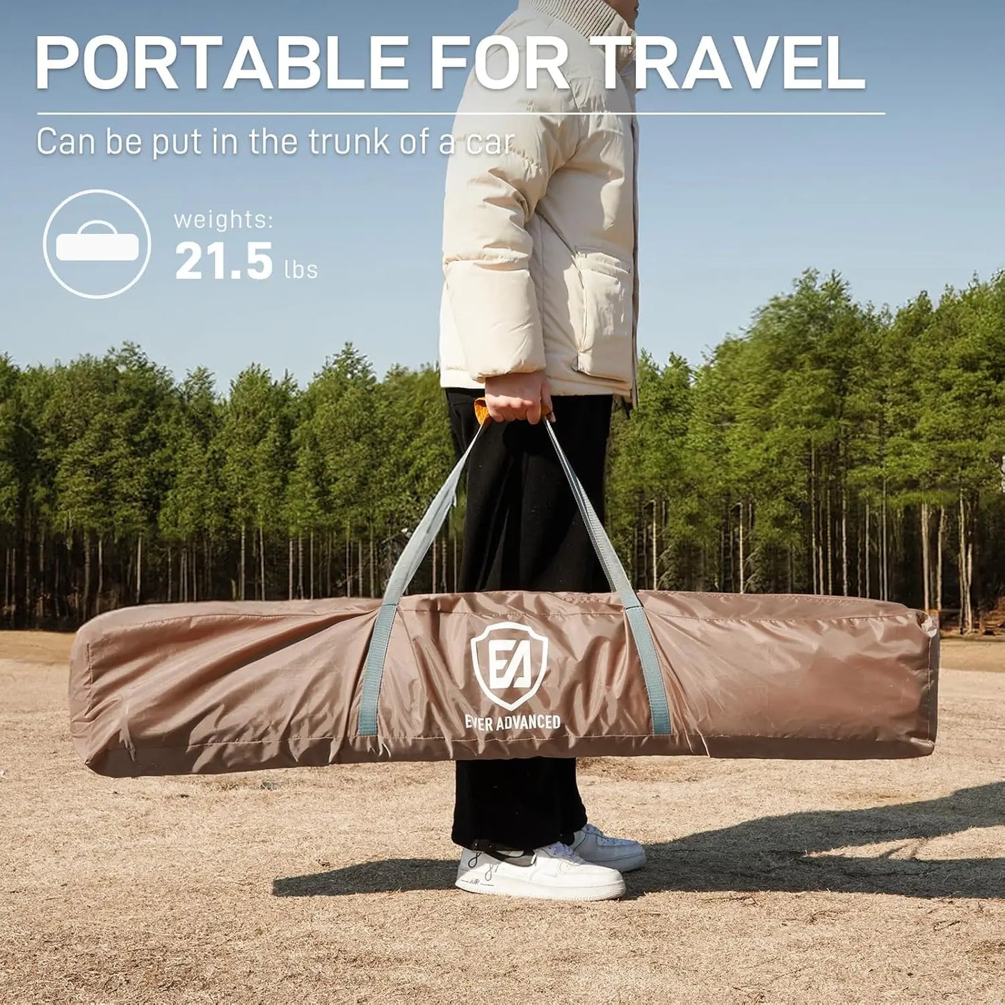 Tente Pop-up avec Moustiquaire pour le Camping 11,5 x 9,8 pi, Abri Instantané avec Filet, Abri Portable pour