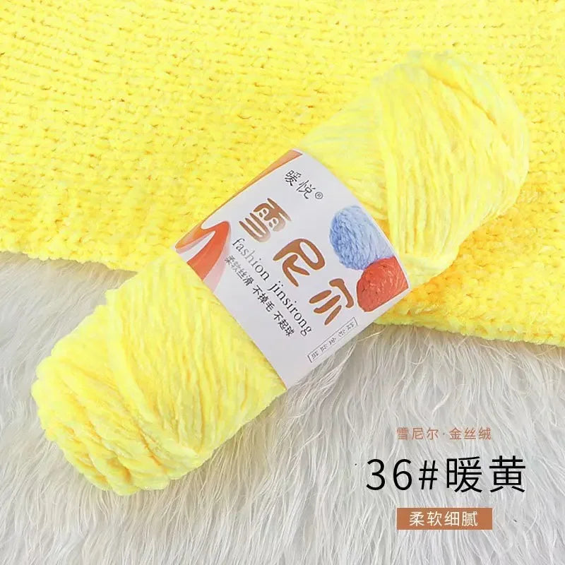 Fil de Velours en Polyester Mélangé de Coton Chenille, Crochet Ogo Doux pour Bébé, Fil Optique pour Écharpe, Bricolage Fait à la Main, 100 g/Rouleau
