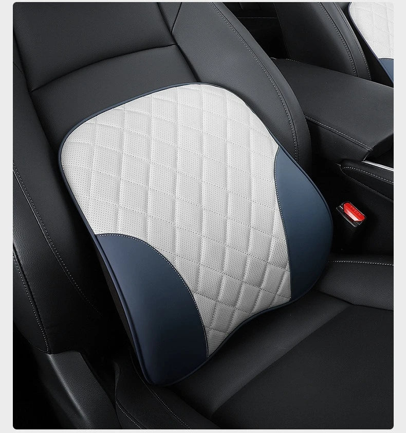 Appui-tête de voiture en cuir Nappa de luxe et ensemble d'oreillers de soutien lombaire, Design perforé respirant, convient à tous les modèles de voiture