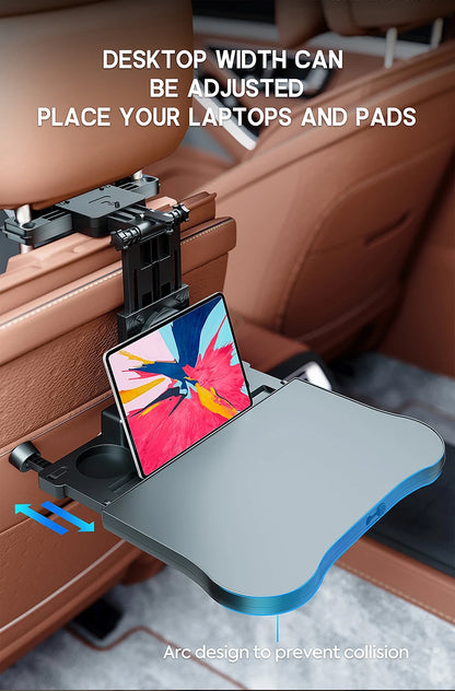 Plateau de voyage multifonctionnel haut de gamme pour voiture, pliable, avec porte-gobelet, adaptable à la plupart des voitures, idéal pour les voyages en voiture