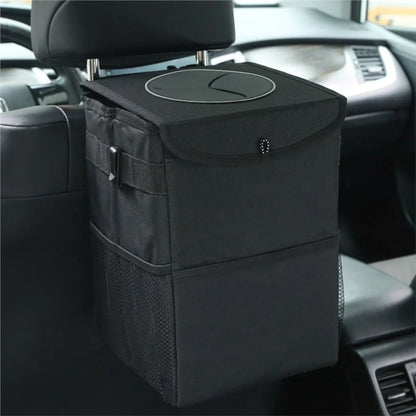 Poubelle suspendue en tissu Oxford imperméable pour siège arrière de voiture, poubelle pliable et lavable avec couvercle rabattable