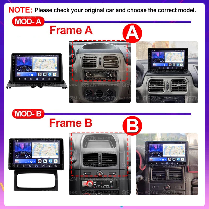 QSZN pour Renault Clio2 BB CB MK2 2001 - 2006 Android 13 autoradio lecteur vidéo multimédia CarPlay Auto 4G unité principale Navigation