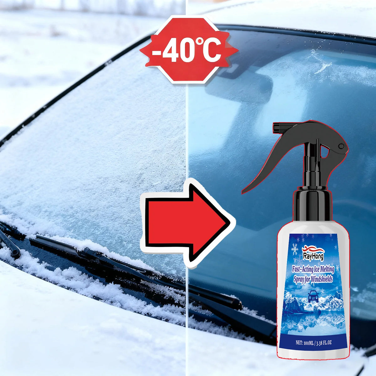 Dégivreur de voiture à action rapide, dissolvant de glace et de neige pour pare-brise, dégivreur Anti-buée pour l'hiver, restauration de la Vision claire pour les vitres et les essuie-glaces