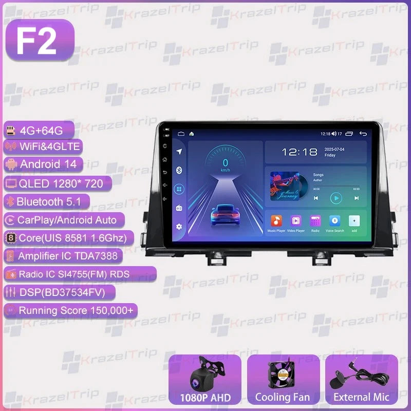 Autoradio Android 9 pouces pour KIA Morning 3 Picanto 2016 2017 2018 2019 2020 - 2023, GPS stéréo Carplay Autoradio DAB WIFI DSP RDS