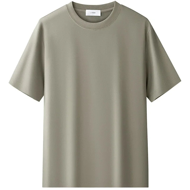Haut de gamme lourd ammoniaque liquide brillant coton hommes à manches courtes T-Shirt été coupe ample respirant haut décontracté