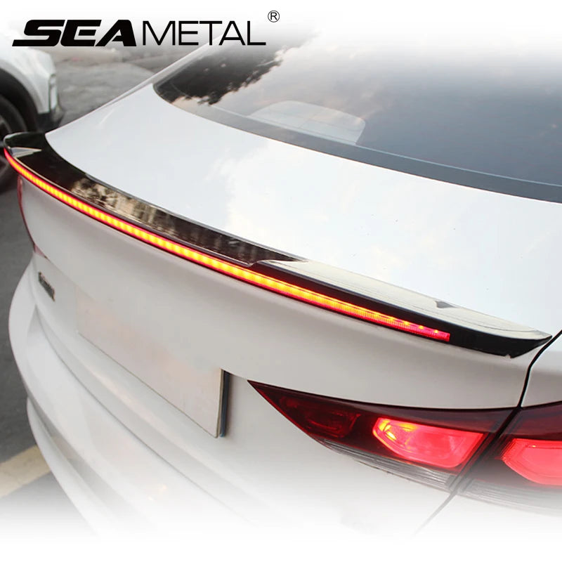 SEAMETAL 120cm Led Spoiler lumière universelle en Fiber de carbone voiture becquet arrière lampe à flux la troisième feu Stop feux de signalisation d'arrêt 12V