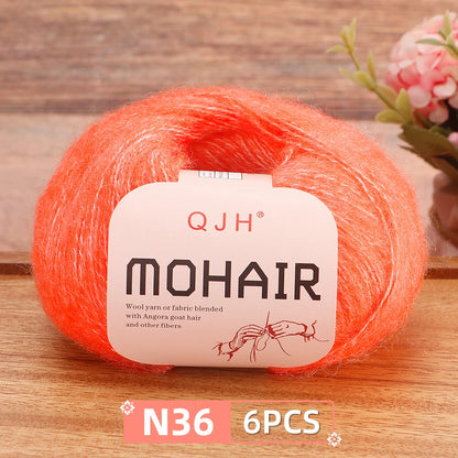 Fil Mohair doux et chaud, 6 paquets/150g, chaussettes de pull en tricot faites à la main, fil d'écharpe châle au Crochet, 60% Mohair, 40% acrylique