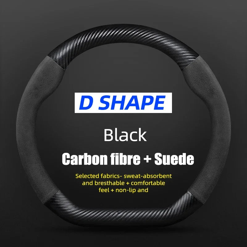 Juste de volant en cuir véritable pour Volkswagen, fibre de carbone, compatible avec VW CC Polo Bora Golf Jetta Lavida Lamando Magotan Passat