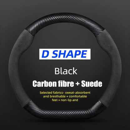 Juste de volant en cuir véritable pour Volkswagen, fibre de carbone, compatible avec VW CC Polo Bora Golf Jetta Lavida Lamando Magotan Passat