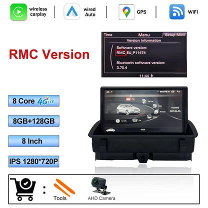 8 "CarPlay pour Audi Q3 2011-2018 RMC HNR autoradio Vedio multimédia stéréo DSP Android Auto écran tactile 4G WIFI Navigation GPS