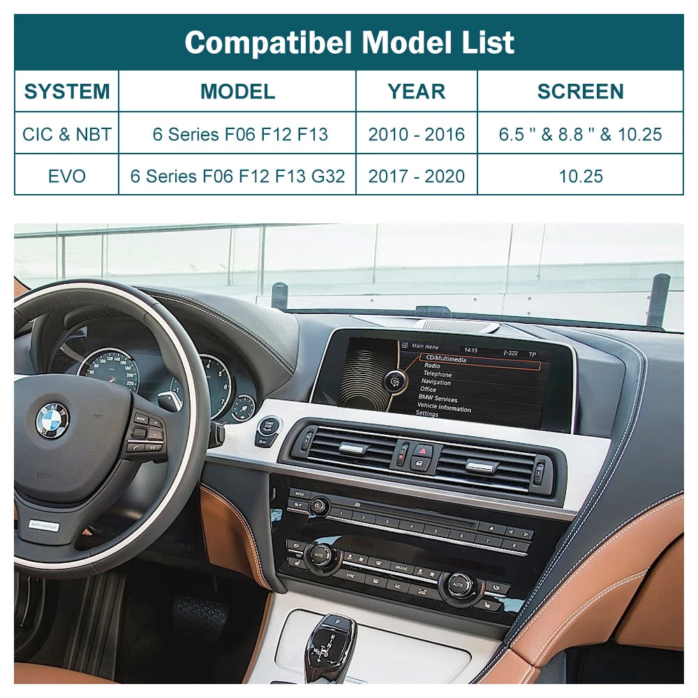 CarPlay sans fil pour BMW série 6, F06, F12, F13, G32, 2010-2020, CIC,NBT,EVO, Android Auto Mirror Link, fonction AirPlay