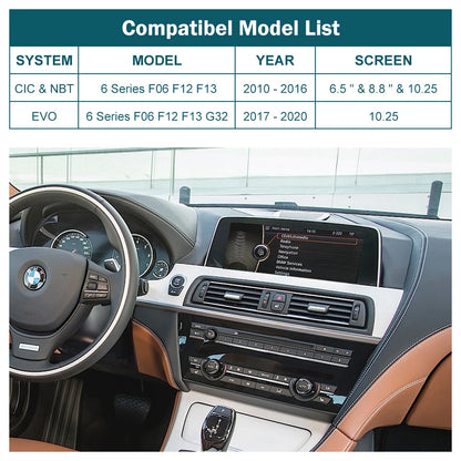 CarPlay sans fil pour BMW série 6, F06, F12, F13, G32, 2010-2020, CIC,NBT,EVO, Android Auto Mirror Link, fonction AirPlay