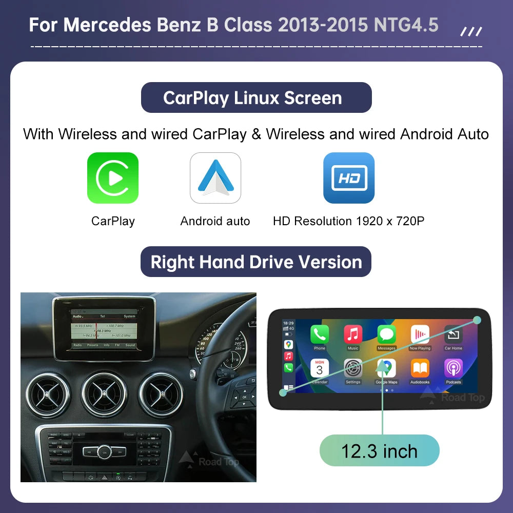 Écran tactile pour Mercedes Benz classe A W176 CLA GLA classe B W246 NTG4.5 GPS multimédia avec lecteur de voiture Carplay Android Auto