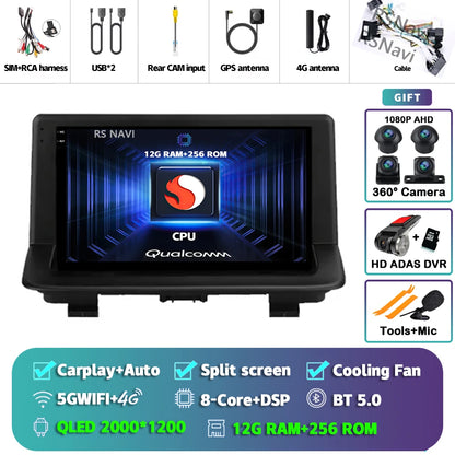 Android 15 sans fil CarPlay Auto autoradio pour Audi Q3 2012-2018 DSP lecteur vidéo multimédia GPS stéréo Autoradio unité principale WIFI