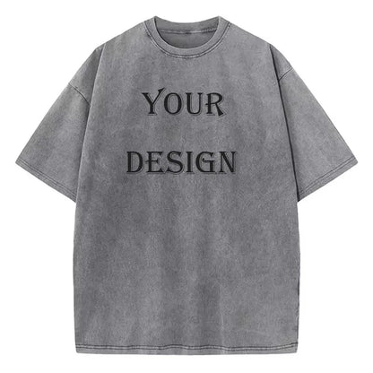 T-shirt unisexe en coton lavé, imprimé personnalisé, haut Harajuku, bricolage, votre Photo ou Logo, à la mode