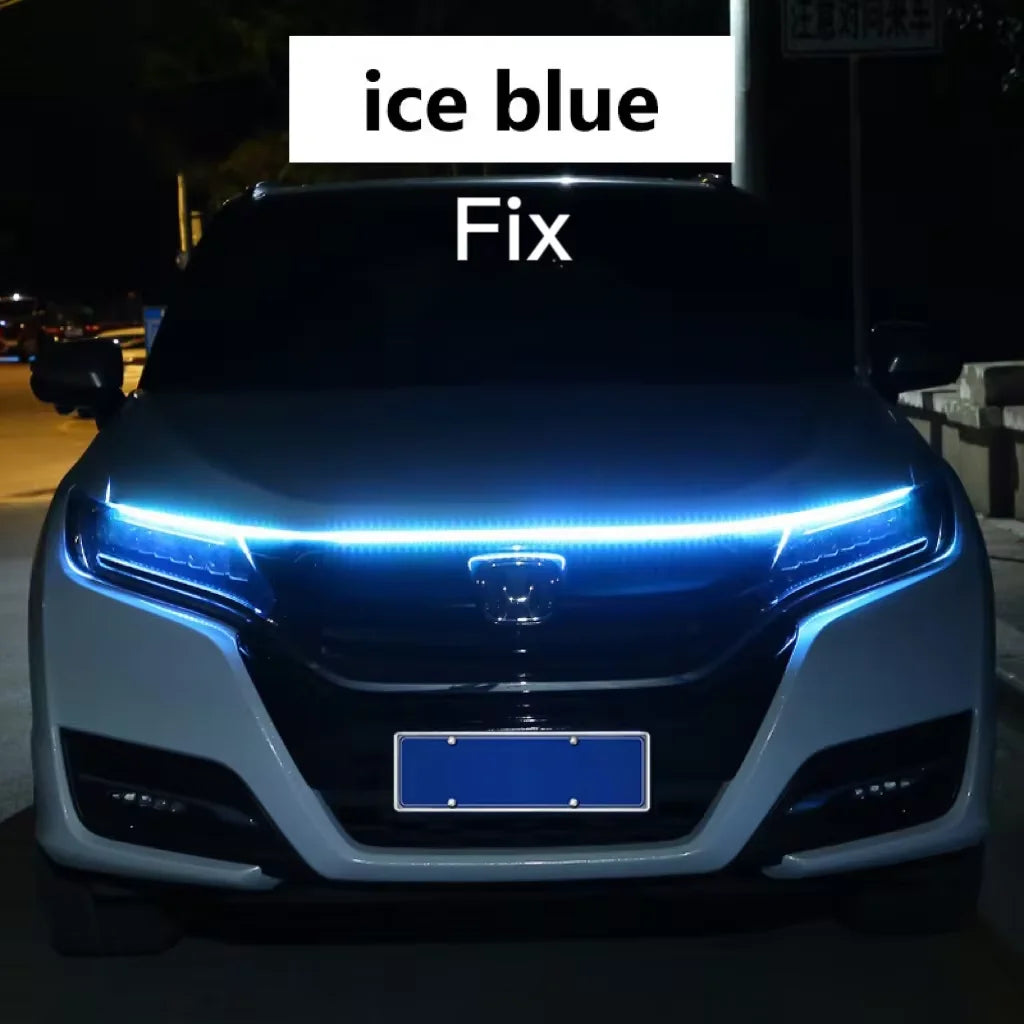 LED feux de jour balayage démarrage capot de voiture lumières décoratives DRL Auto moteur capot Guide lampe d'ambiance décorative 12V blanc