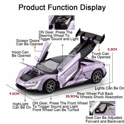 1:24 BYD YANGWANG U9 Lambor Sian voitures modèles miniatures jouets roue Absorption des chocs lumière musique supercar pour enfants Edutainment