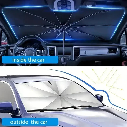 Parasol de pare-brise de voiture avec 360 ° Pare-soleil pour fenêtre avant, poignée pliable à Rotation, Protection UV, accessoires de voiture d'été