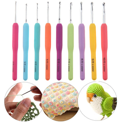 Kits de crochets avec sac de rangement, poignée souple, aiguilles à Crochet en aluminium, tissage de fils, ensemble d'aiguilles à tricoter, outil de couture et de tissage, bricolage