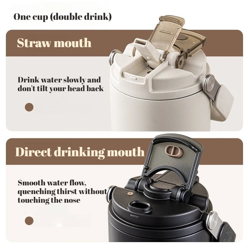 Gobelet à revêtement en céramique de 800ml, avec paille, bouteille d'eau isolée de grande capacité, étanche, poignée détachable, infuseur à thé pour voyage