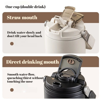 Gobelet à revêtement en céramique de 800ml, avec paille, bouteille d'eau isolée de grande capacité, étanche, poignée détachable, infuseur à thé pour voyage