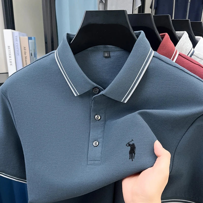 Marque de mode 100% coton été nouvel article polo brodé poney original pour hommes haut à manches courtes confortable et respirant