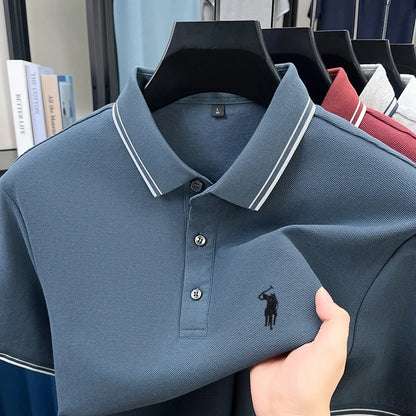 Marque de mode 100% coton été nouvel article polo brodé poney original pour hommes haut à manches courtes confortable et respirant