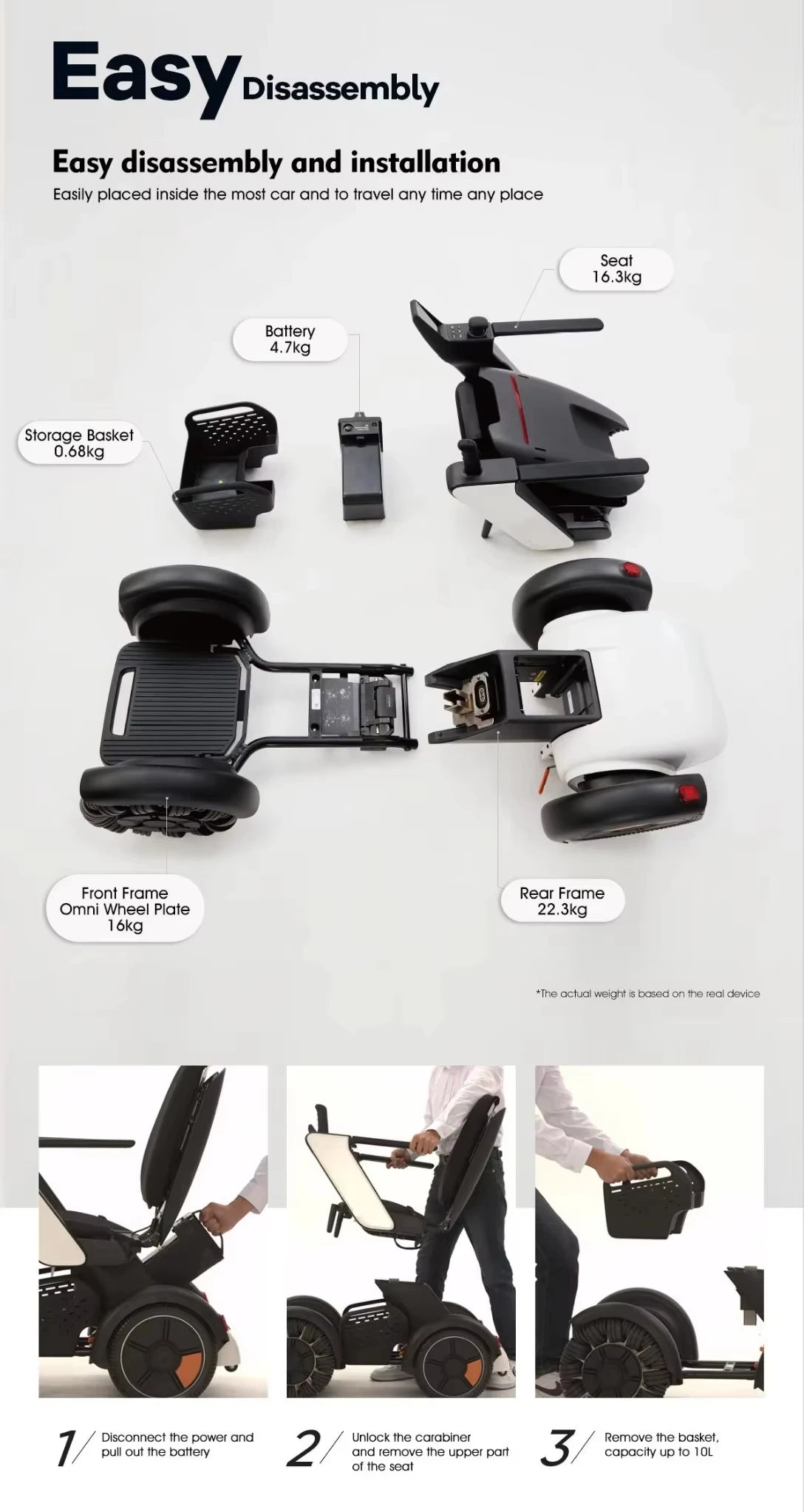 Fauteuil roulant électrique intelligent pour handicapés, contrôle par application, scooter avec système SOS, adapté à tous les Terrains BZ-HBS-LB