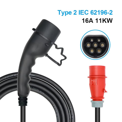 Kolanky Vope2 Sister-Chargeur EV portable, câble de charge EVSE, prise CEE pour voiture électrique, 16A, 11KW, longueur totale 5m, 3 phases