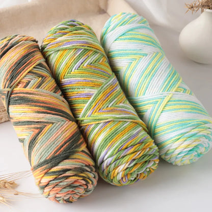 Pull auto-tissé en coton au lait teint à 5 brins, écharpe, couverture moyenne épaisse, fil au Crochet tissé fait à la main, 300g