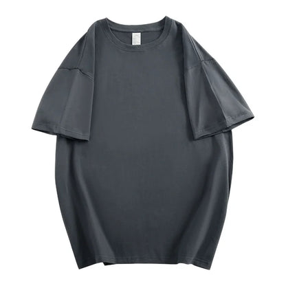 100% coton hommes femmes été T-shirt ample à manches courtes décontracté basique T-Shirt col rond couleur unie respirant unisexe hauts