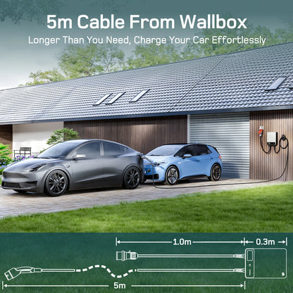 dé Wallbox 11kW blanc avec APP chargeur de véhicule électrique domestique 5m 7,5m câble de chargement CEE à Type 2 chargeur EV 16A triphasé EVSE