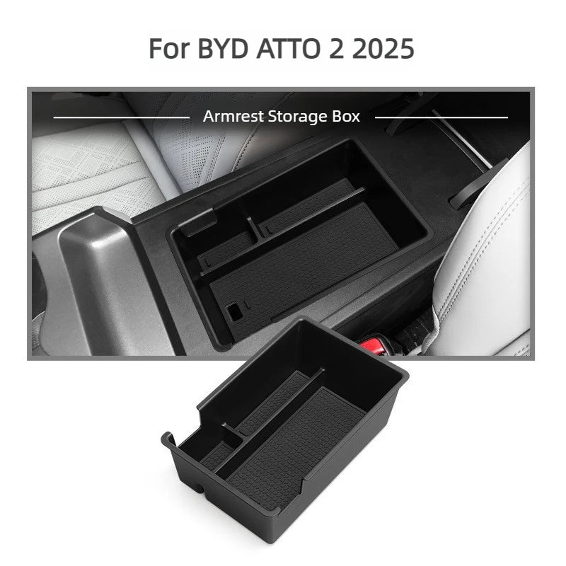 Accoudoir de Console centrale pour BYD ATTO 2 2025 2026, boîte de rangement sous Console, plateau organisateur, support de verre, couvercle, accessoires de voiture