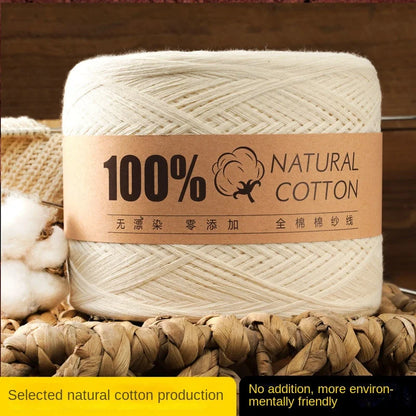 خيط قطن للحياكة غير مبيض، خيط قطن خام، للأطفال، للحرف اليدوية للأطفال، حياكة يدوية، سترة وشاح، 500 جرام/كرة