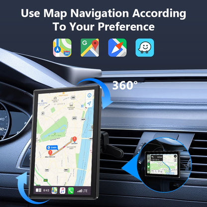Écran de voiture rotatif Portable universel de 8 pouces, sans fil, Carplay, Android Auto et WIFI, lien miroir, caméra arrière de stationnement, stéréo AUX