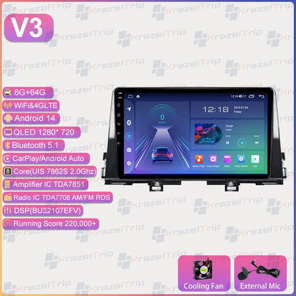 Autoradio Android 9 pouces pour KIA Morning 3 Picanto 2016 2017 2018 2019 2020 - 2023, GPS stéréo Carplay Autoradio DAB WIFI DSP RDS