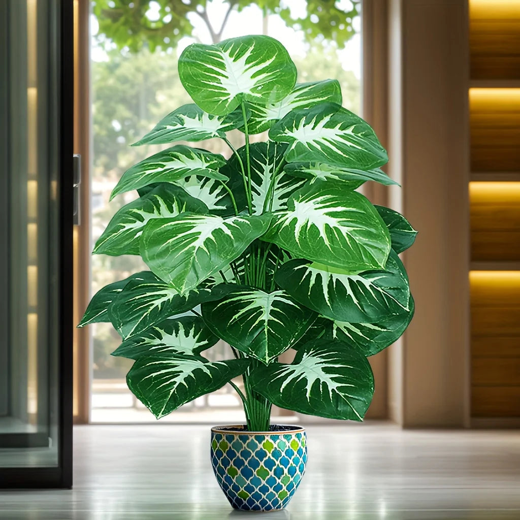 Une plante d'extérieur artificielle avec 18 grandes feuilles, adaptée à la décoration de la maison, décoration d'intérieur de palmier de printemps sans Pots