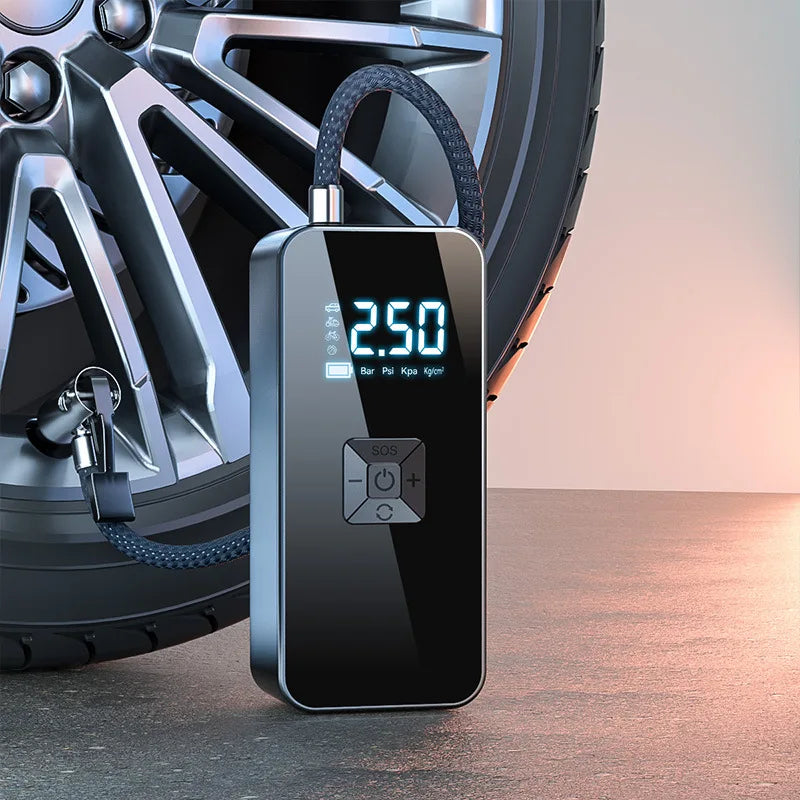 Mini pompe à air sans fil portable pour pneus de voiture et moto, électrique