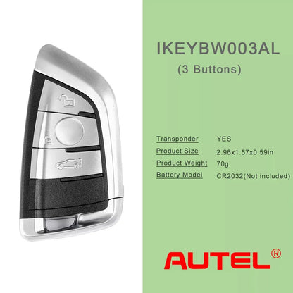 3 boutons IKEYBW003AL pour Autel Smart Key pour KM100 IM508 IM608 1 pièces Autel universel clé intelligente BW003AL pour BMW rasoir Style