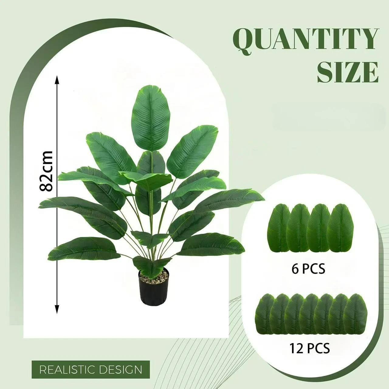 Arbres banane artificiels avec 48 feuilles tropicales réalistes, pour jardins, mariages, maisons, bureaux, sans Pots de fleurs, 2 pièces