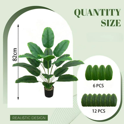 Arbres banane artificiels avec 48 feuilles tropicales réalistes, pour jardins, mariages, maisons, bureaux, sans Pots de fleurs, 2 pièces
