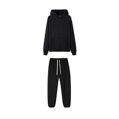 LOGO personnalisé bricolage marque ensembles à capuche Type de mode 2 pièces costume épais polaire Jogging surdimensionné survêtement à capuche + pantalon Streetwear
