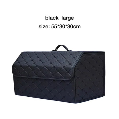 Boîte de rangement pour coffre de voiture, grande capacité, outils multi-usages automobiles, sac de rangement, rangement, rangement, cuir, pliable pour l'urgence