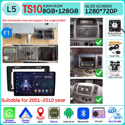 Autoradio Android 16 pour Renault Trafic 2 pour Opel Vivaro A pour Nissan primastar 2001 - 2014 GPS Navigation Carplay Android Auto